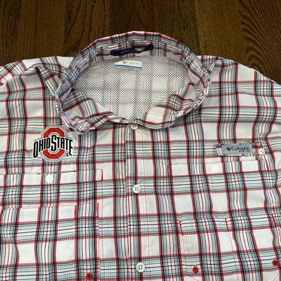 Ohio State Buckeyes Columbia Super Tamiami OmniWick Long Sleeve ButtonDown Shirt - Picture 1 of 5
